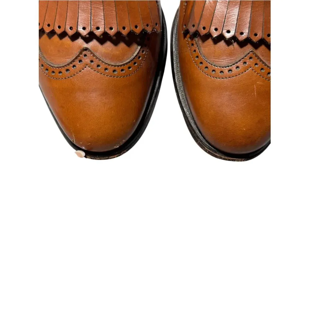 Allen Edmonds Bridgeton Loafers Mens 8.5D Brown Leather Kiltie Wingtip Slip On